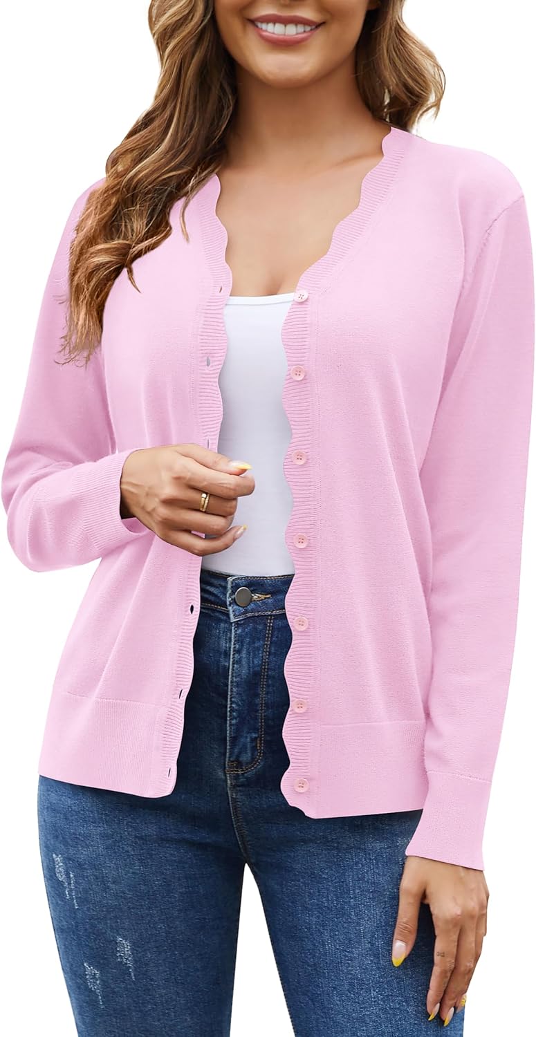 VIISHOW Long Sleeve Cardigan Sweaters for Women Trendy Lightweight Cardigans V Neck Button Up Knit Casual Shrugs - Image 6