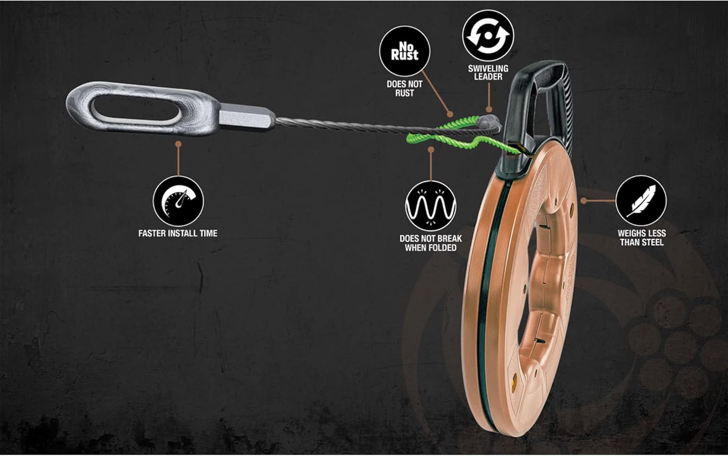 Southwire - 59896940 Tools & Equipment FTSP45-125FML SIMPULL Fish Tape 4.5mm 125-Feet Flexible Metal Leader; Large Case