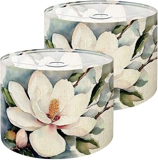 Lampshades Lamp Shades Set of 2 art magnolia flower watercolor painting magnolia Light Shade for Table Lamps Floor Lamps Drum Lamp Shades Lampshade Replacement