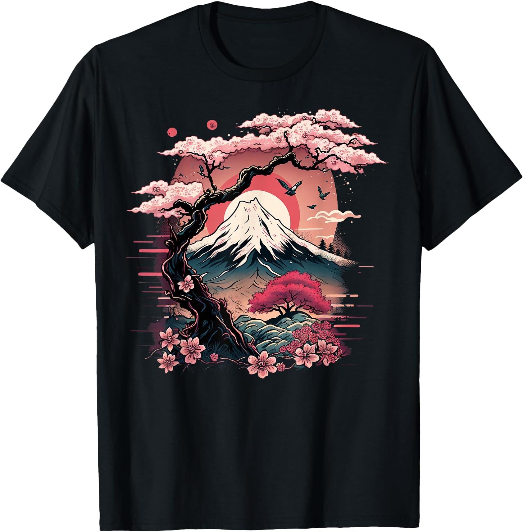 Japanese Sakura Garden Geisha Mount Fuji Cherry Blossom T-Shirt