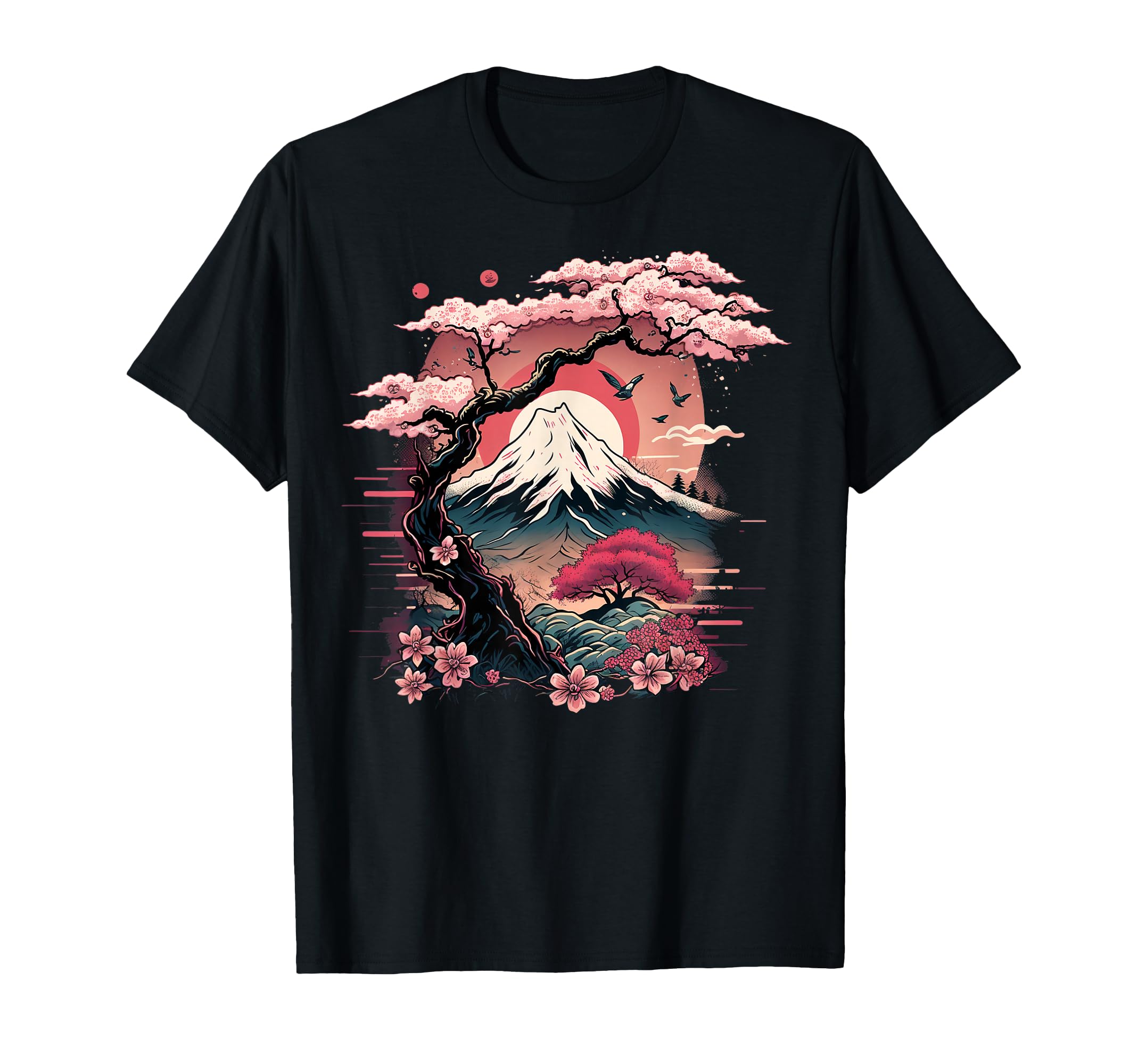 Japanese Sakura Garden Geisha Mount Fuji Cherry Blossom T-Shirt