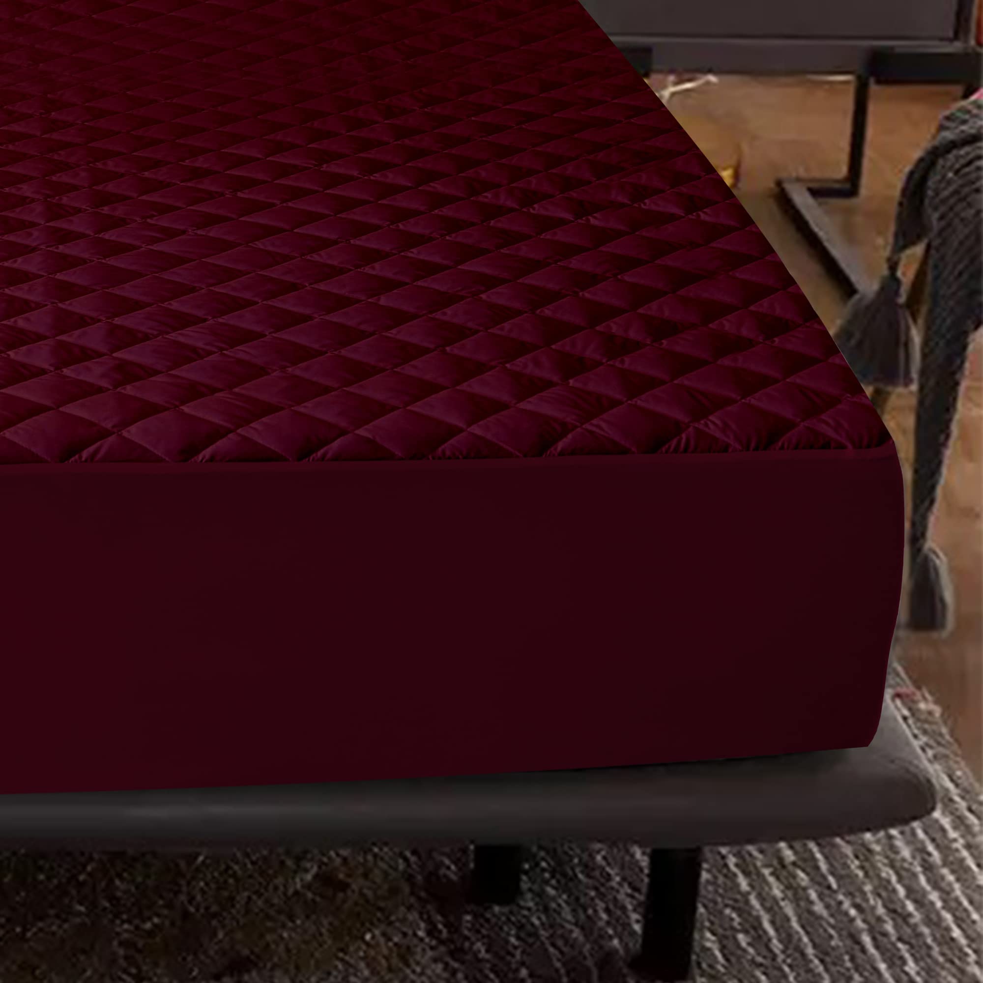 Dream Care Sapphire Bold Water Proof Quilted Mattress Protector Cotton 75x60 Inch for Queen Size Bed | Ultra Soft & Hypoallergenic Mattress Cover (Pack of 1_Maroon) (B0BT1XY6WG) Amazon Price History, Amazon Price Tracker