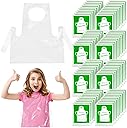 ZAUGONTW Disposable Aprons for Kids - Clear Plastic Aprons Kids Art Disposable Waterproof Smocks for Painting, Cooking 4-12