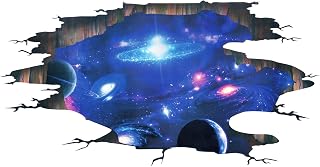 RW-5020 Removable Creative 3D Blue Out of Space Milky Way Wall Decals Home Wall Art Decor Wall Stickers Murals for Kids Girls Boys Bedroom Nursery Baby Playroom Living Room Wall Decoration (Space)