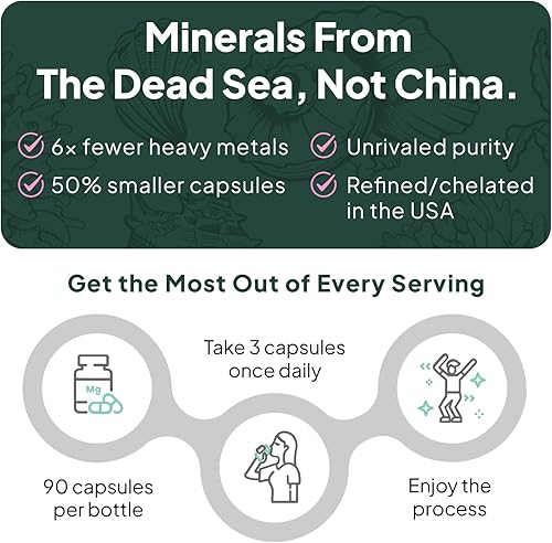 Miniatura 7 de Organics Ocean Glicinato de magnesio puro con zinc, suplemento de magnesio quelado de máxima resistencia para mujeres y hombres para calambres