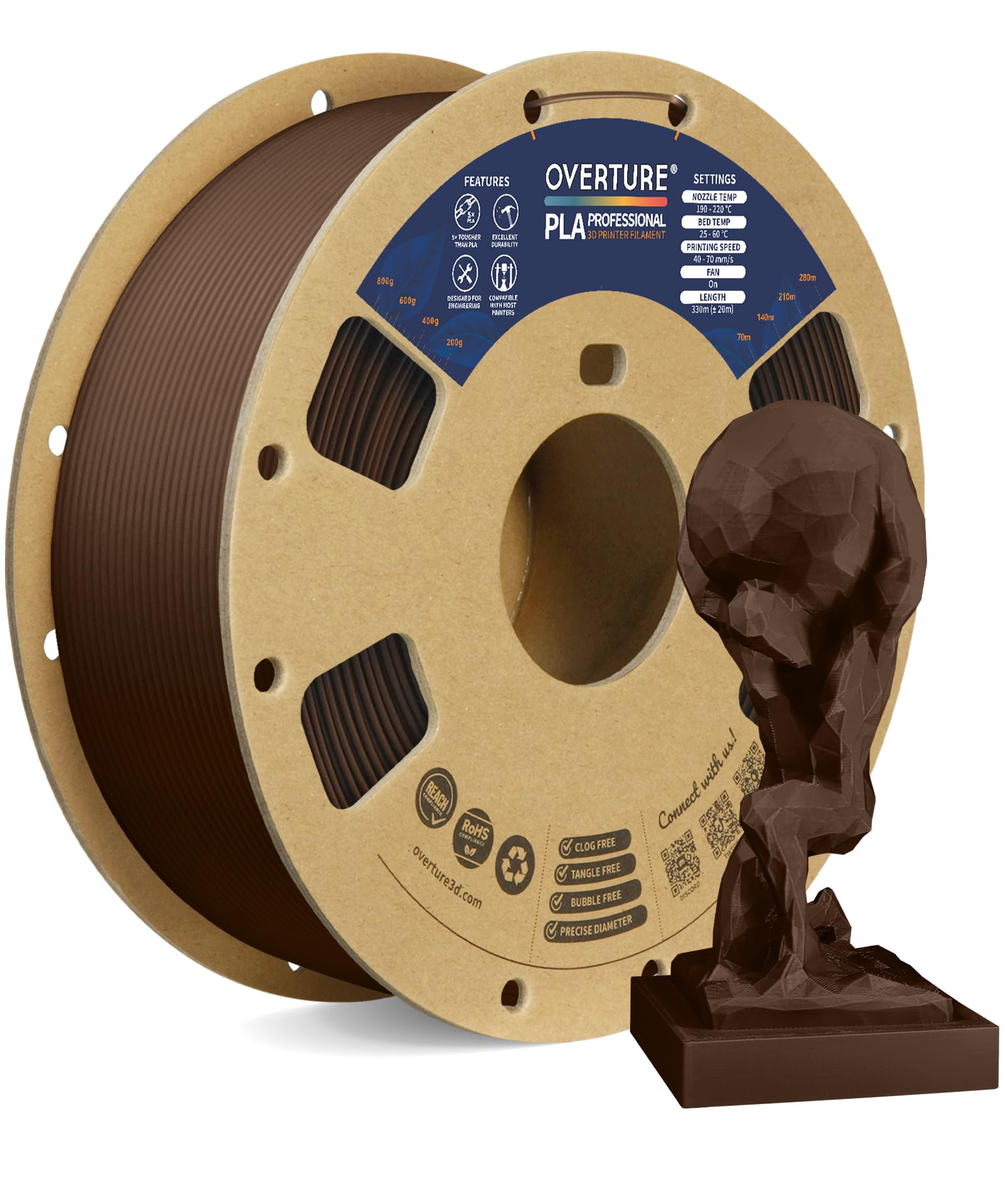 Overture PLA Plus 3D Printer Filament - 1kg Black -9