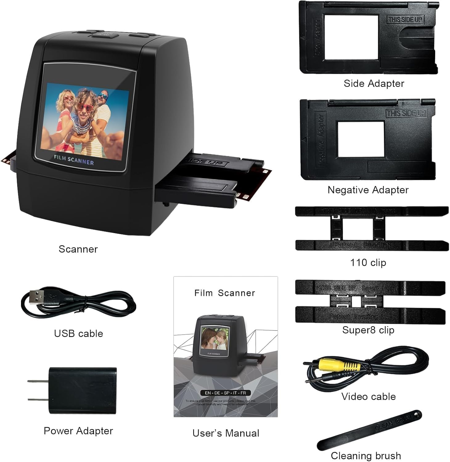 Digital Film Scanner 35mm 126 110 Super 8 8mm Negativscanner Diascanner 2,4" LCD-Display JPEG
