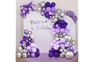 Purple and Silver Balloons Garland Kit