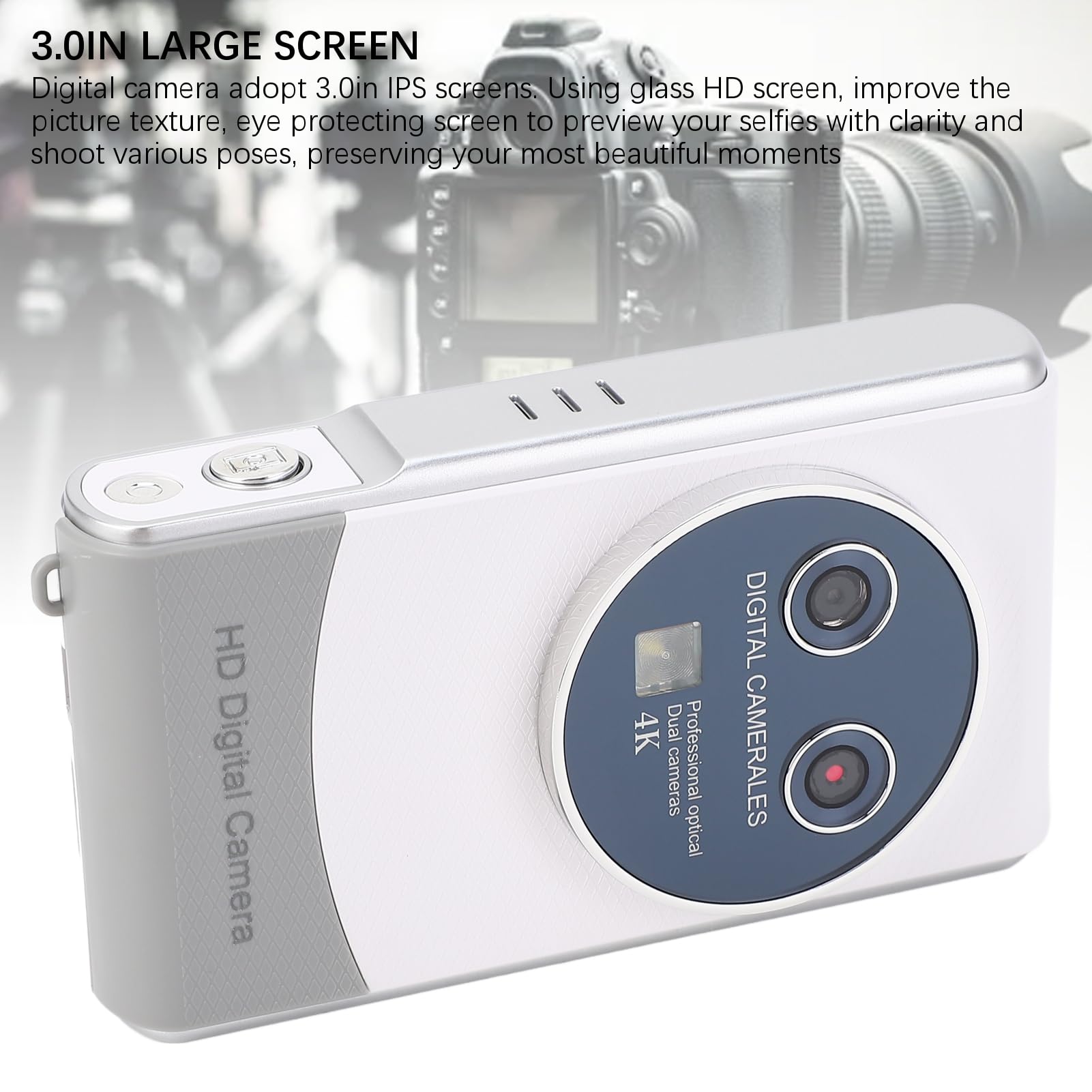 Aparat Cyfrowy 1080P, Aparat do Vlogów z 18-krotnym Zoomem Cyfrowym i 36 MP, Ekran o Przekątnej 3,0 Cala, Wbudowane światło Wypełniające, Obsługa Transmisji Danych Przez USB,