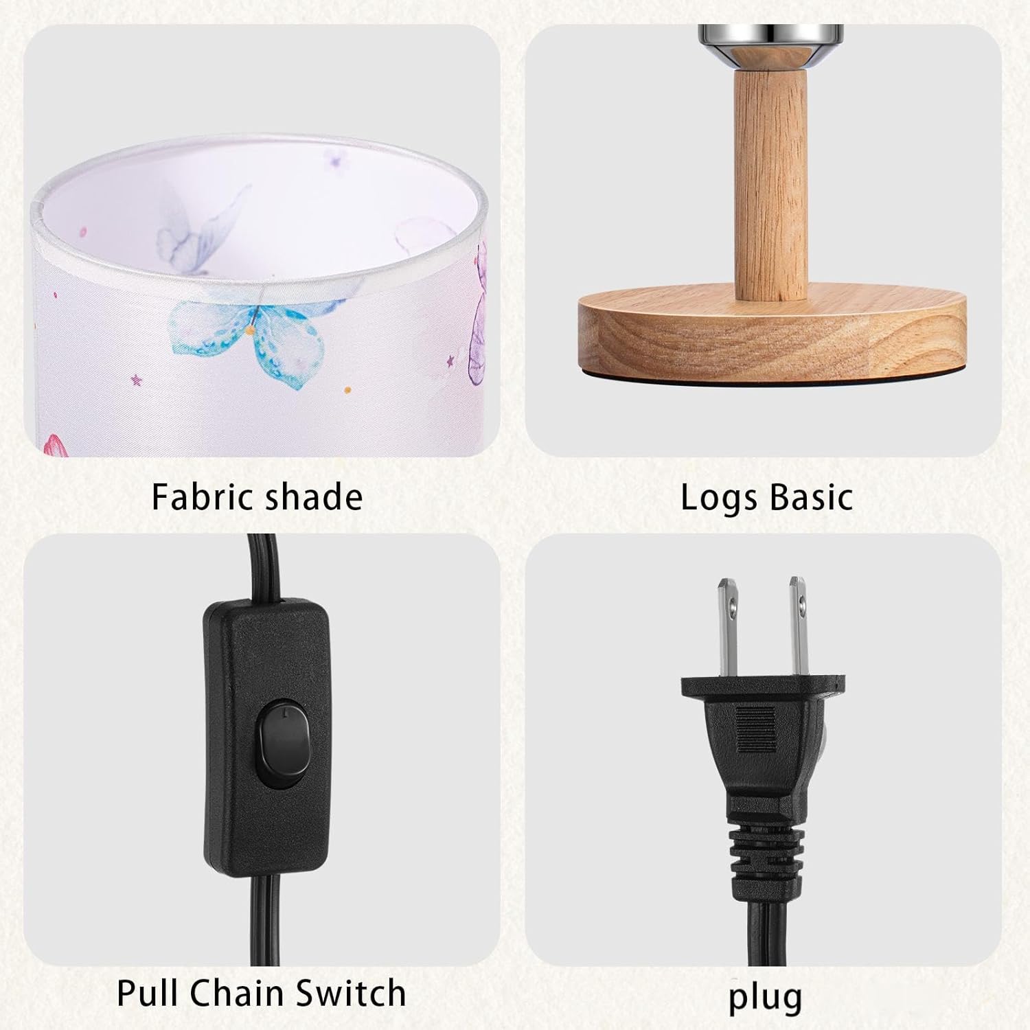 Tujoe Butterfly Lamp Purple Desk for Kids Lamp Fabric Nightstand Table Lamps Bedside Decor for Girl Kids Reading Bedroom Living Room Home Office Christmas Gift