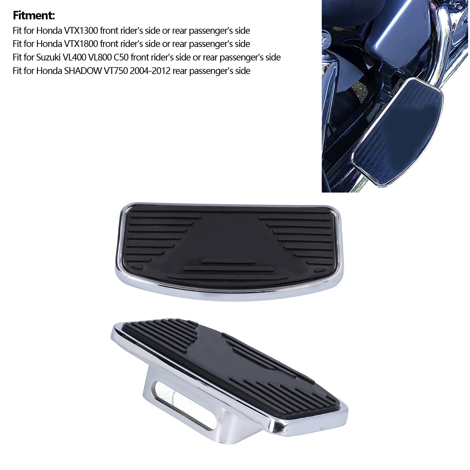 Estribos para Motocicleta, Reposapiés Ajustables para Motocicleta, Reposapiés Antideslizante, Kit de Montaje para Estribo Trasero para Pasajero, para Hon da VTX1300 VTX1800