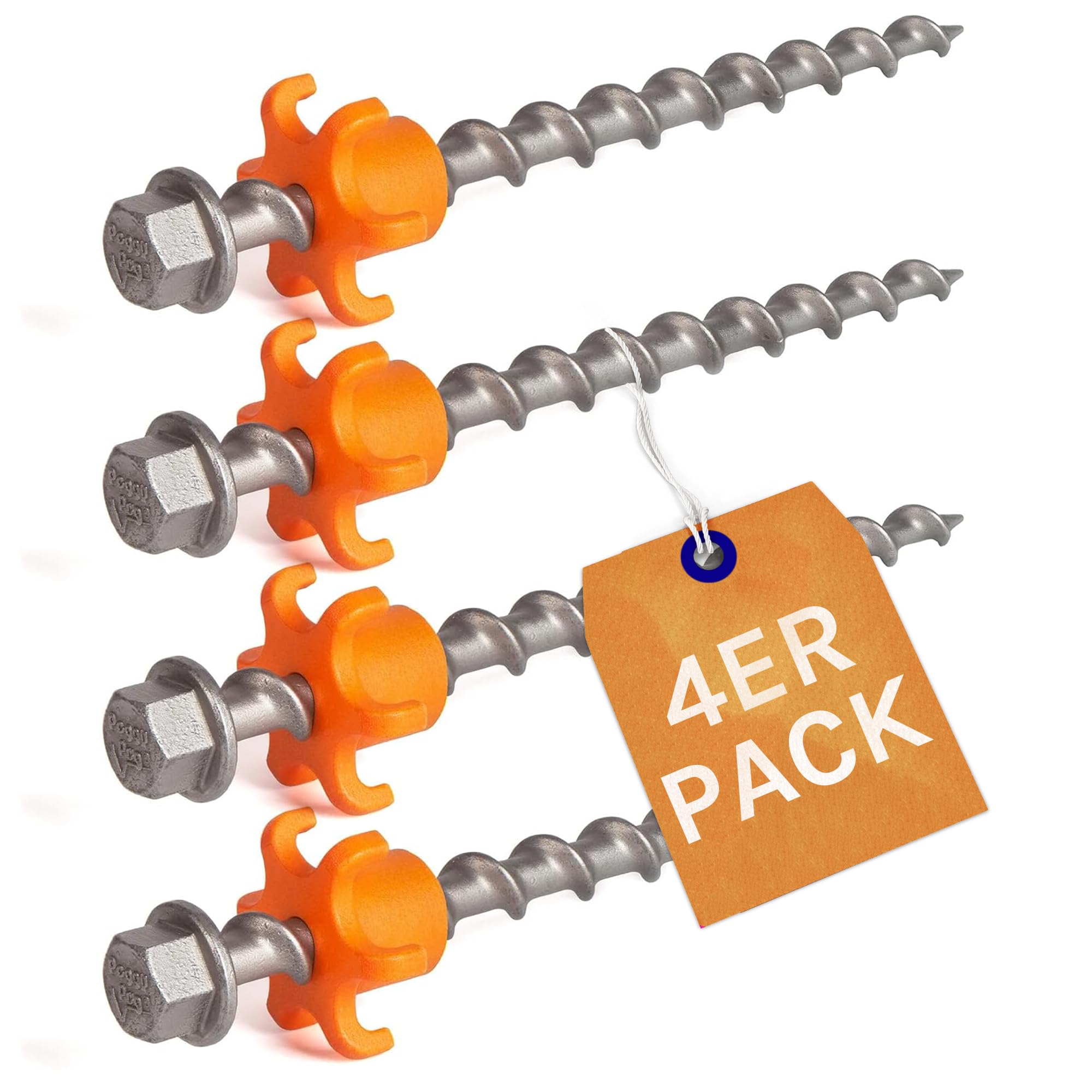 Schraubhering Peg&Stop Heavy Duty (P&S HD) 20cm • 4er-Pack (HP60) • für die härtesten Bedingungen beim Camping