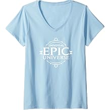 Womens Universal Epic Universe Minimalist Logo White V-Neck T-Shirt