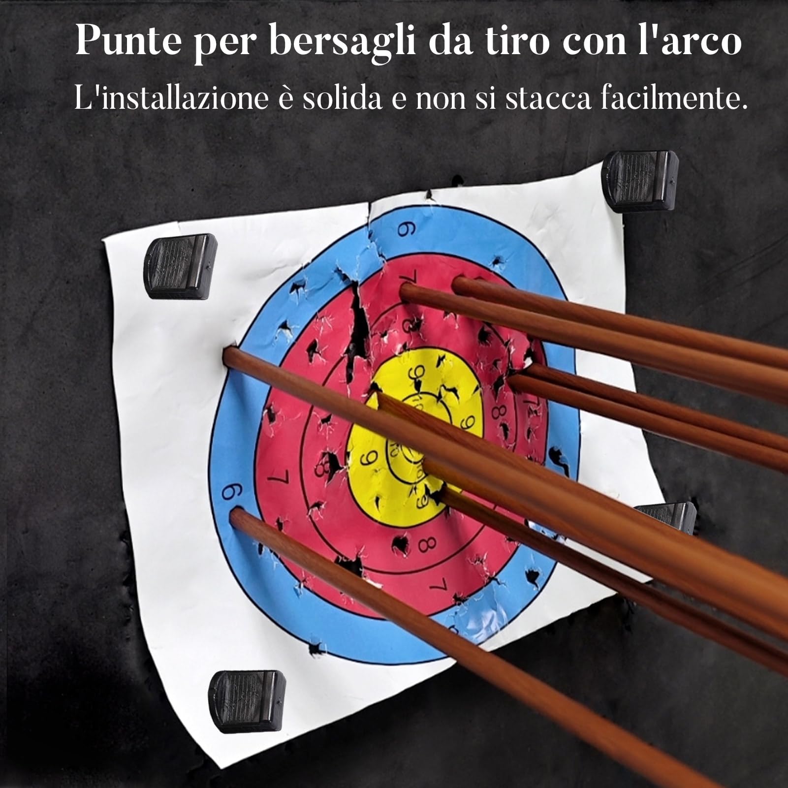 Chiodi per Tiro con L'arco,Bersaglio Tiro con L'arco,Allungamento in Plastica Perni di Carta Facili da Installare Chiodo Bersaglio Riutilizzabili per Schiuma e Carta(Nero)