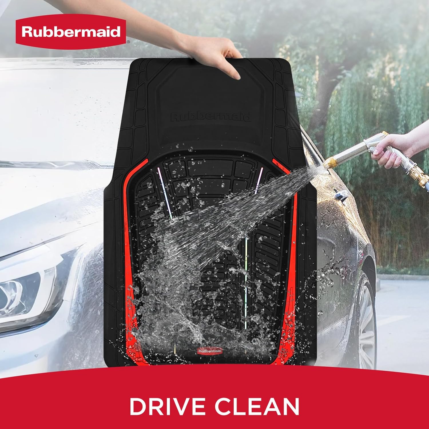 Rubbermaid Car Floor Mats Full Set – Premium All-Weather Car Mat with Brushed Aluminum Inserts, Universal Trim-to-Fit Design, Anti-Slip Backing for Cars, SUVs, Trucks, and Vans - Image 6