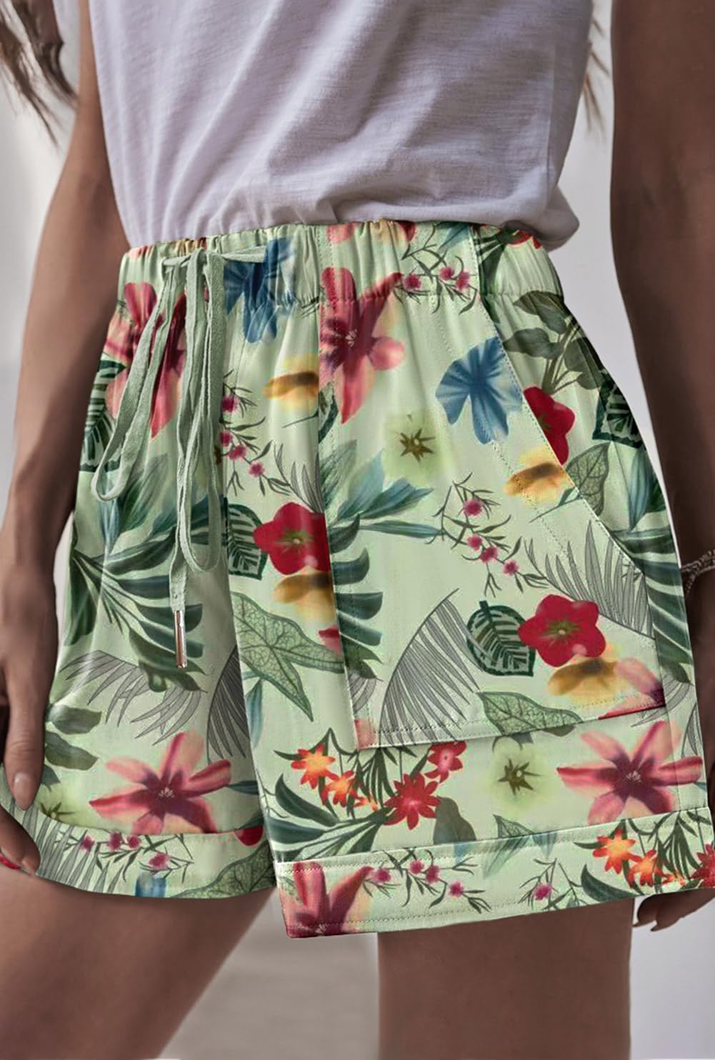 Womens Drawstring Shorts Summer Elastic Waist Casual Lightweight with Pockets - Image 5