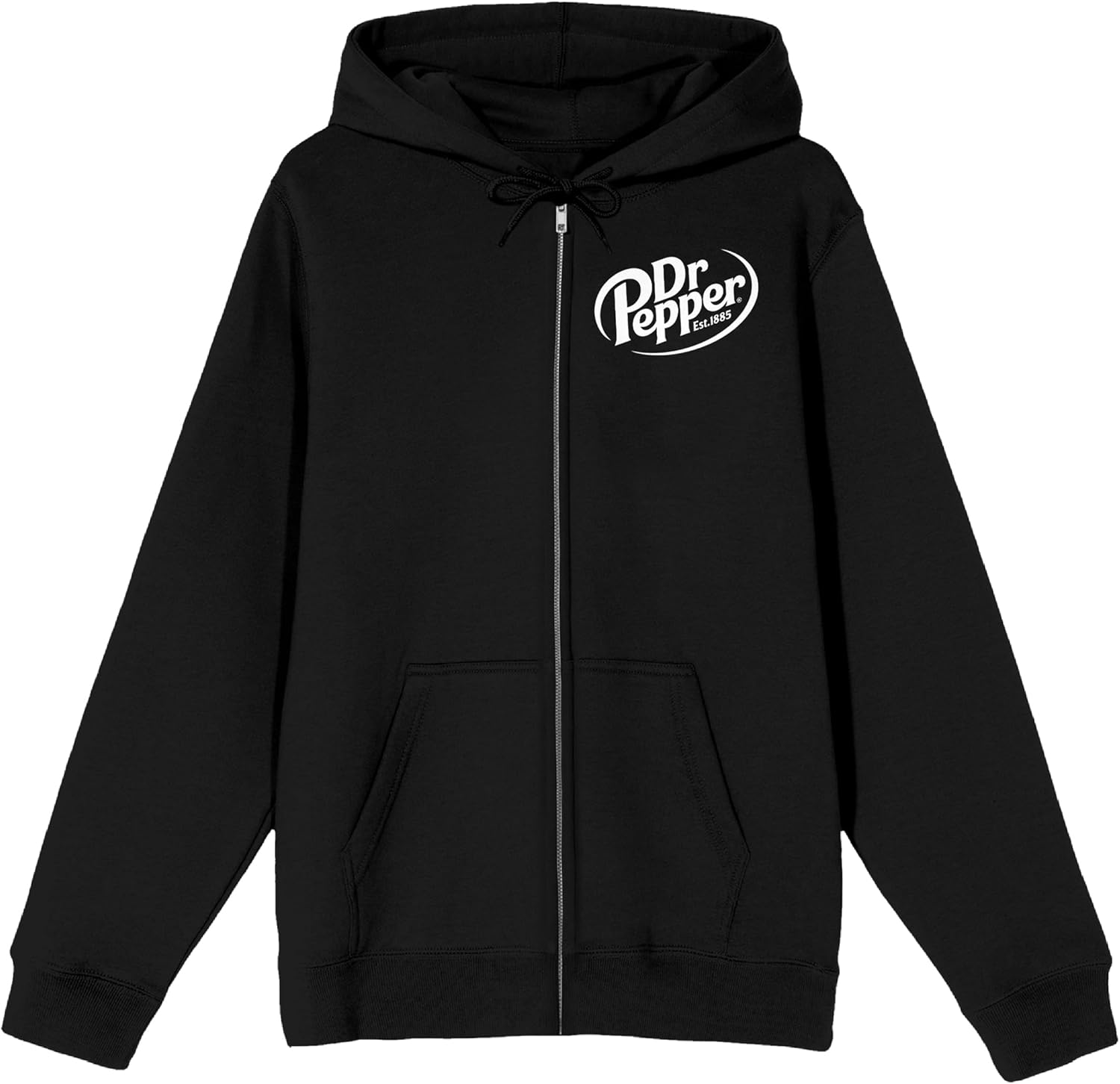 Bioworld Dr Pepper Devilishly Different Long Sleeve Men's Black Zip-Up Hooded Sweatshirt