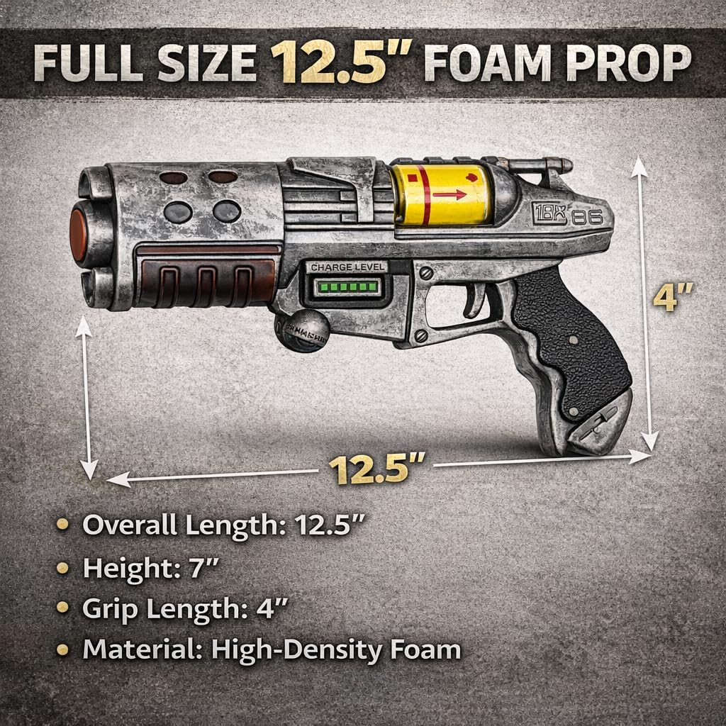 Foam Display Blaster 12.5" – Industrial Retro Design, Solid High-Density Build, Non-Functional Cosplay Piece for Adult Collection