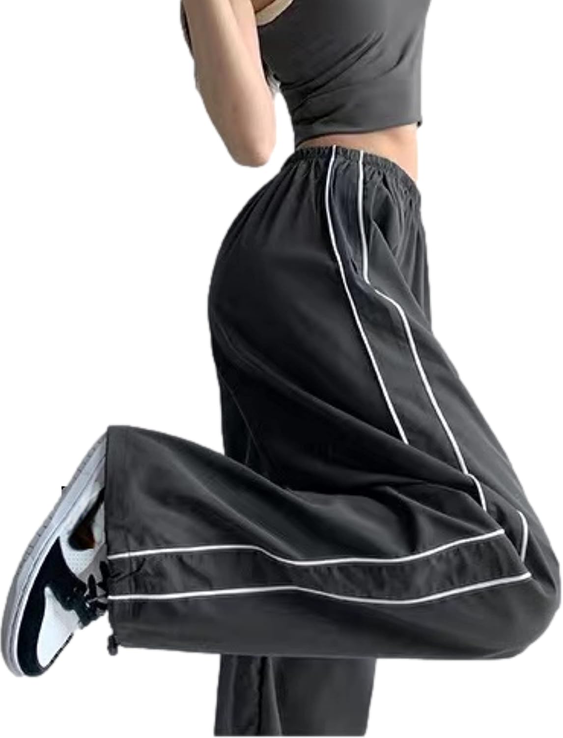 Womens Parachute Pants Wide Leg Baggy Pants Y2K Elastic Waist Jogger Sweatpants Track Pants Streetwear - Image 2