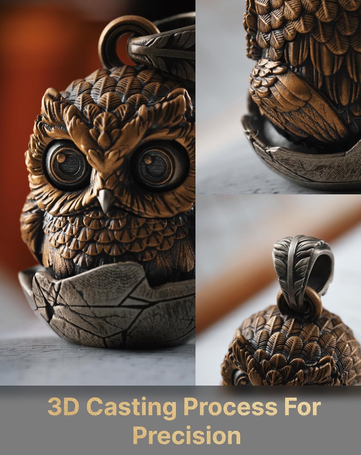 COPPERTIST.WU Owl Fidget Pendant for Necklace Owl Winking Pendant Jewelry Charm for Men Women