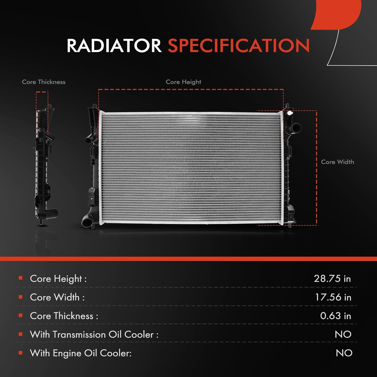 A-Premium Engine Coolant Radiator Assembly Compatible with Ford Edge 2007-2014 & Lincoln MKX 2007-2015, 3.5L 3.7L, Replace# 7T4Z8005B, 8012936