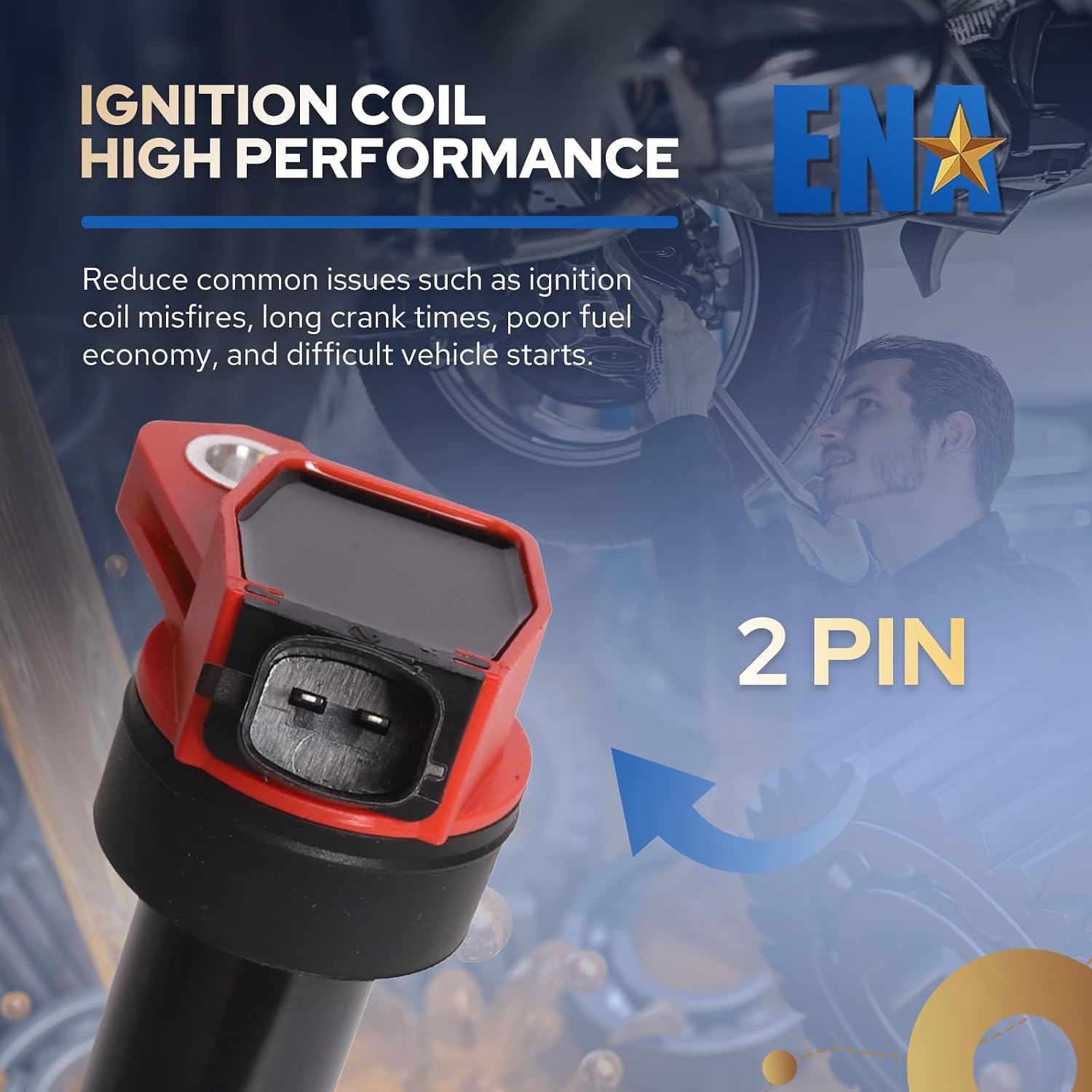 ENA Set of 4 Red Ignition Coil Packs for 1.8 2.0 L4 Compatible with Hyundai Kia Soul Forte Elantra GT Tucson 2011 2012 2013 2015 2016 2017 2018 Coils for UF651 C1804 273002E000 1788511 GN10633 5C1861