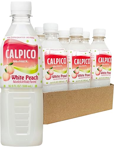 CALPICO White Peach - Bebida sin gas suave, cremosa y refrescante, dulce y picante, bebida japonesa de ácido láctico, 16.9 onzas líquidas (paquete