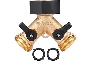 2-Way Garden Hose Splitter, Heavy Duty Brass Y Connector Adapter with Extra Rubber Washers