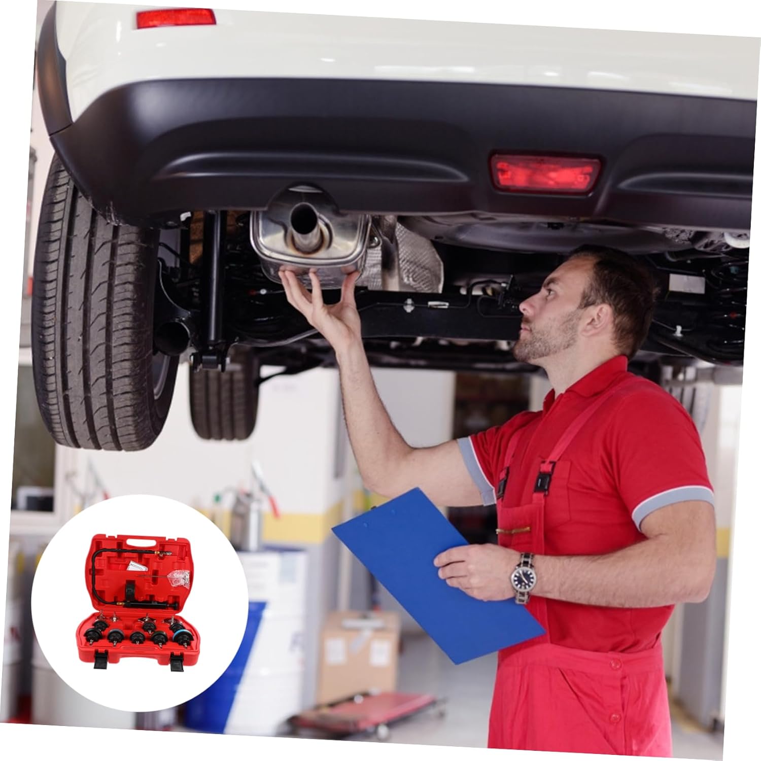 1Set Automobile Cooling System Tester Water Tank Detector Kit for Pressure Leakage Testing Fit for Models Head Resistant Connector