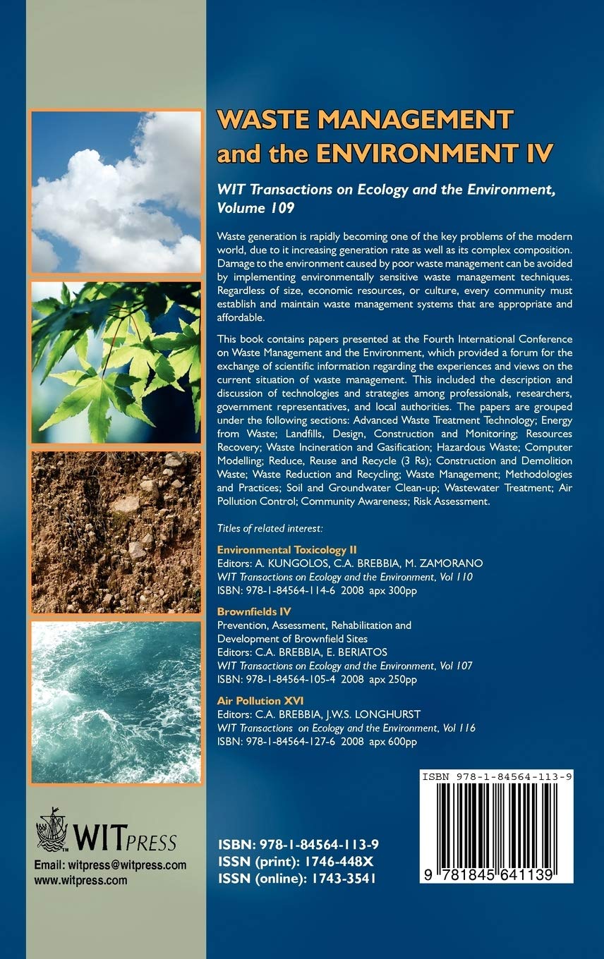 Waste Management and the Environment IV (Wit Transactions on Ecology and the Environment)