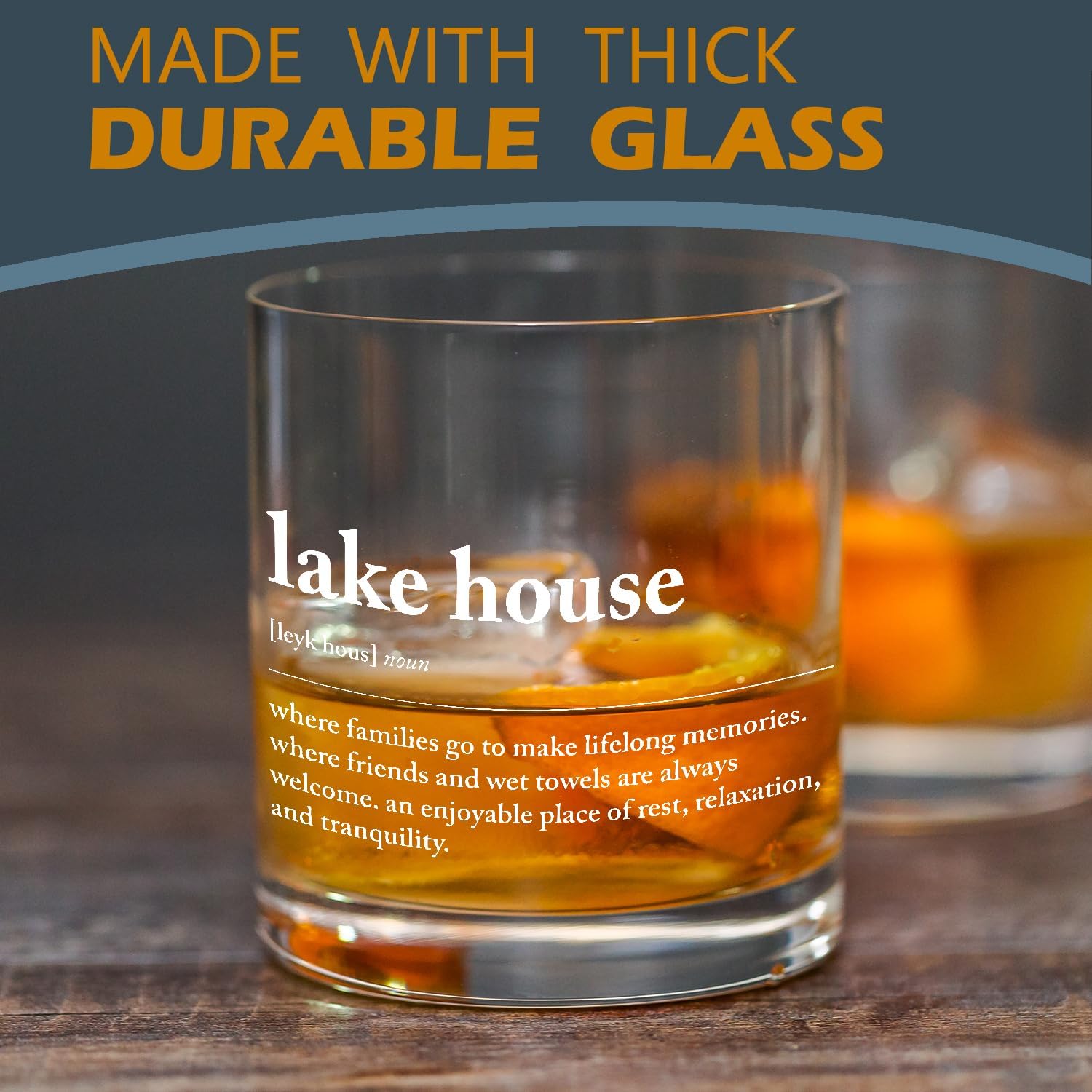 kunlisa Lake House Gifts Decor Whiskey Glasses, Lake Life Gifts for Women Men, 10 oz Drinking Rocks Glasses for Women Men Whisky Cocktail Scotch Bourbon Liquor - Image 2