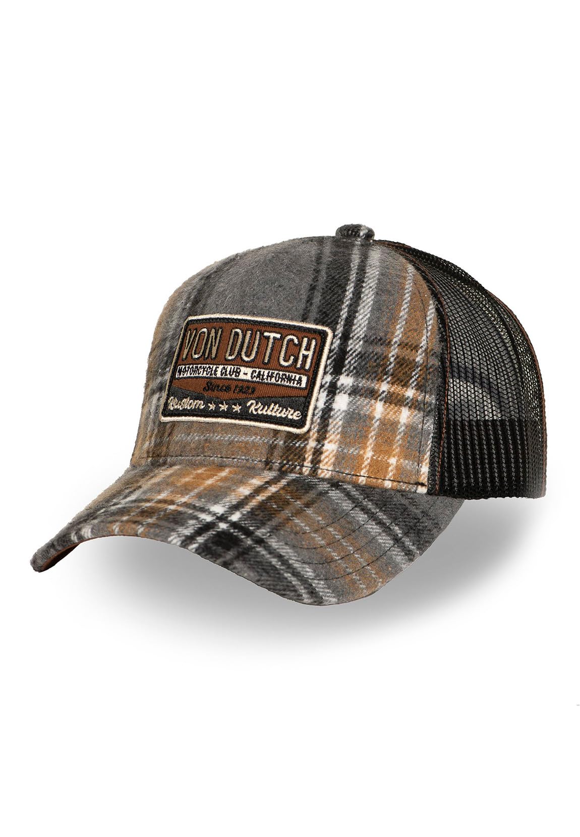 Von Dutch Car TU Dorosły Kraciasta Flanelowa Czapka Baseballowa z Siatką