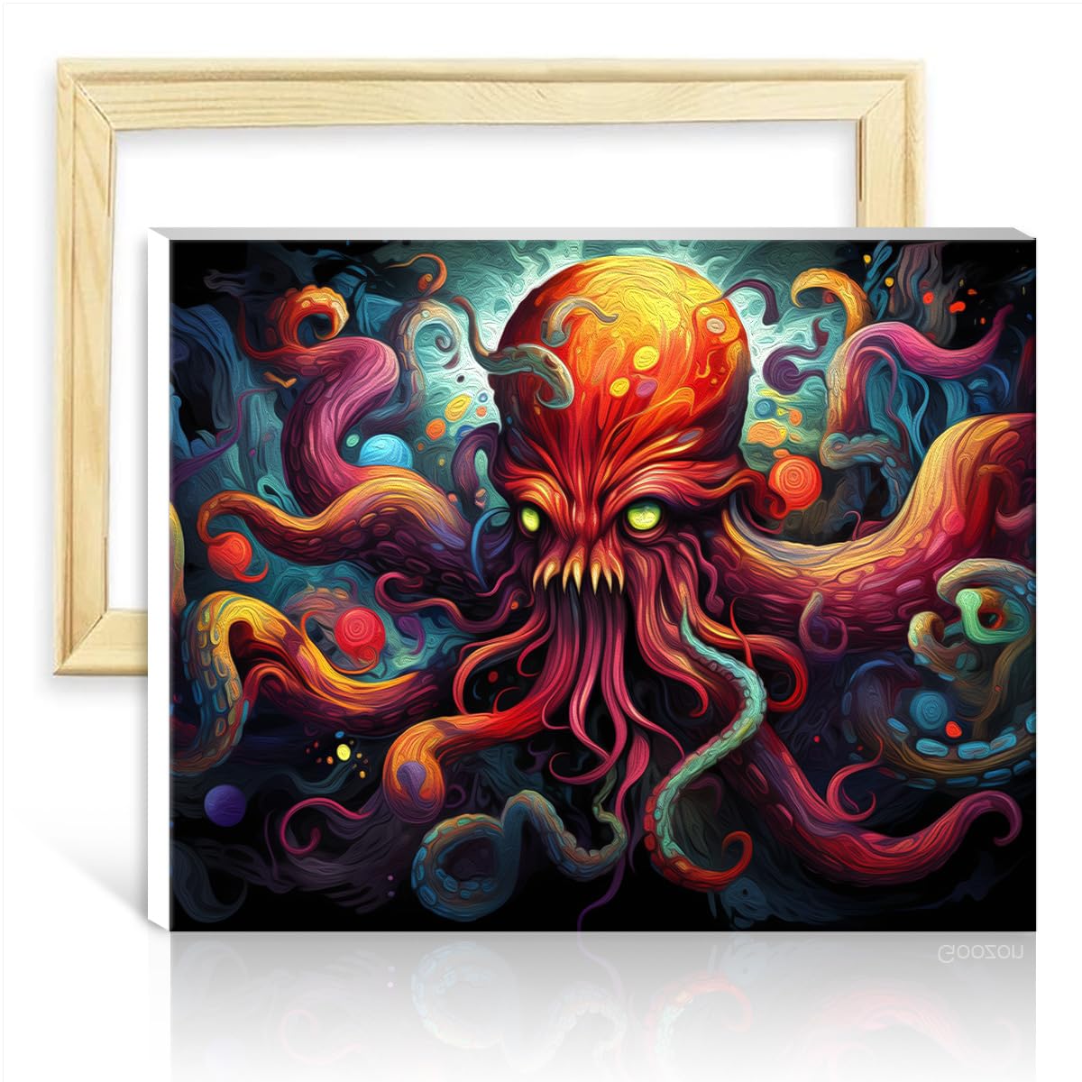 TANGFEIY Oil Painting Octopus Paint by Number Adult Paint by Number Kits with 3 Brushes & Acrylic Paints Picture for Home Wall Decor Gifts DIY Frame(40x50cm) — image 1