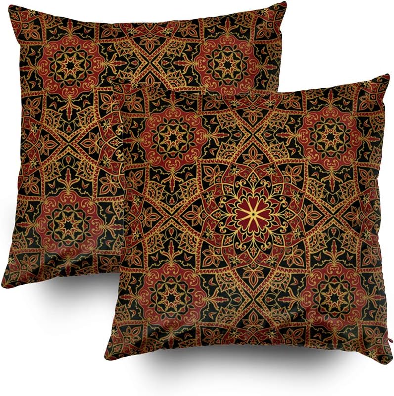 GROOTEY Decorative Cotton Square Set of 2 Pillow Case Covers Closing for Home Sofa Decor Size 16X16 Costom Pillowcse Throw Cover Cushion,Halloween Swirl Colored Lines 3D (20X20,Multi 9),Red Turquoise
