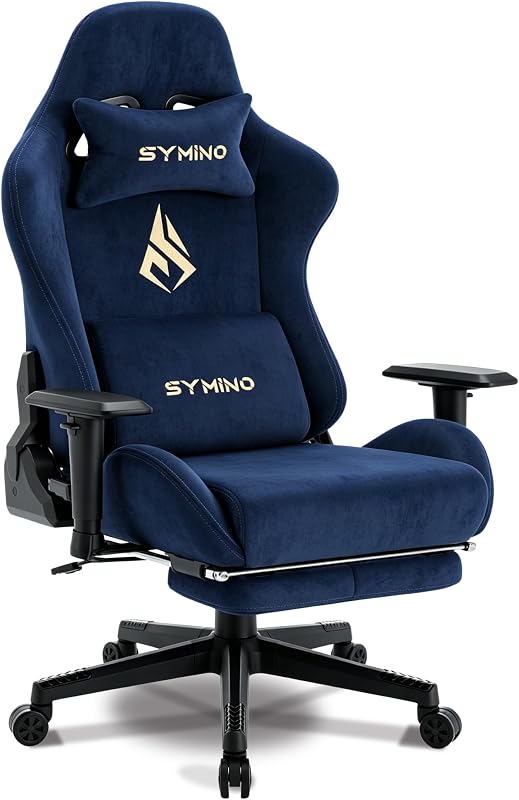 Gaming Chair, High Back Ergonomic Office Chair with 2D Adjustable Armrests, 150° Recline, Breathable Faux Suede, Adjustable Headrest & Footrest for Home Office
