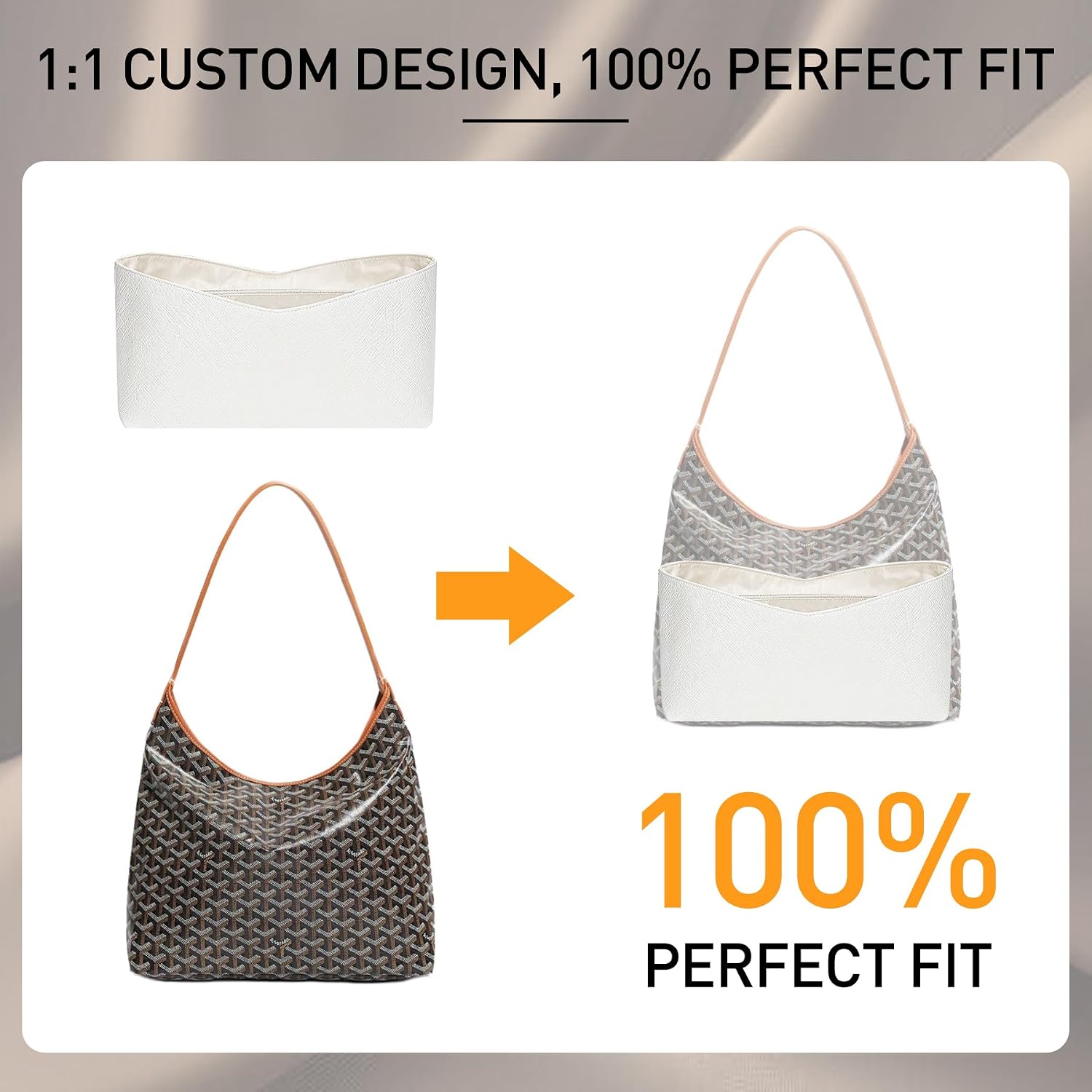 Doxo DuPontpaper Purse Organizer Insert, Bohème Hobo Shoulder Bag Organizer Insert, Tote Bag Insert for Goyard Hobo, Lightweight Waterproof Hobo Insert with YKK Zipper & Elastic Cup Holde, V Style