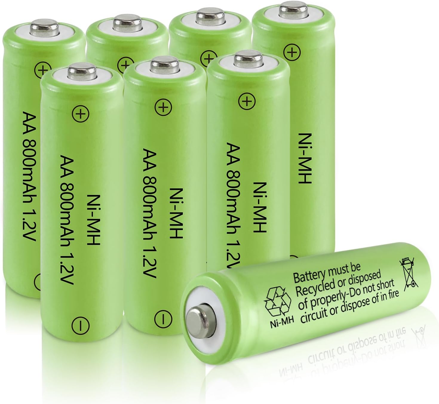 JINTION Ni-MH AA Rechargeable Batteries, Double A High Capacity 1.2V 800mAh Solar Battery for Outdoor Solar Garden Lights Lanterns, 8 Pack