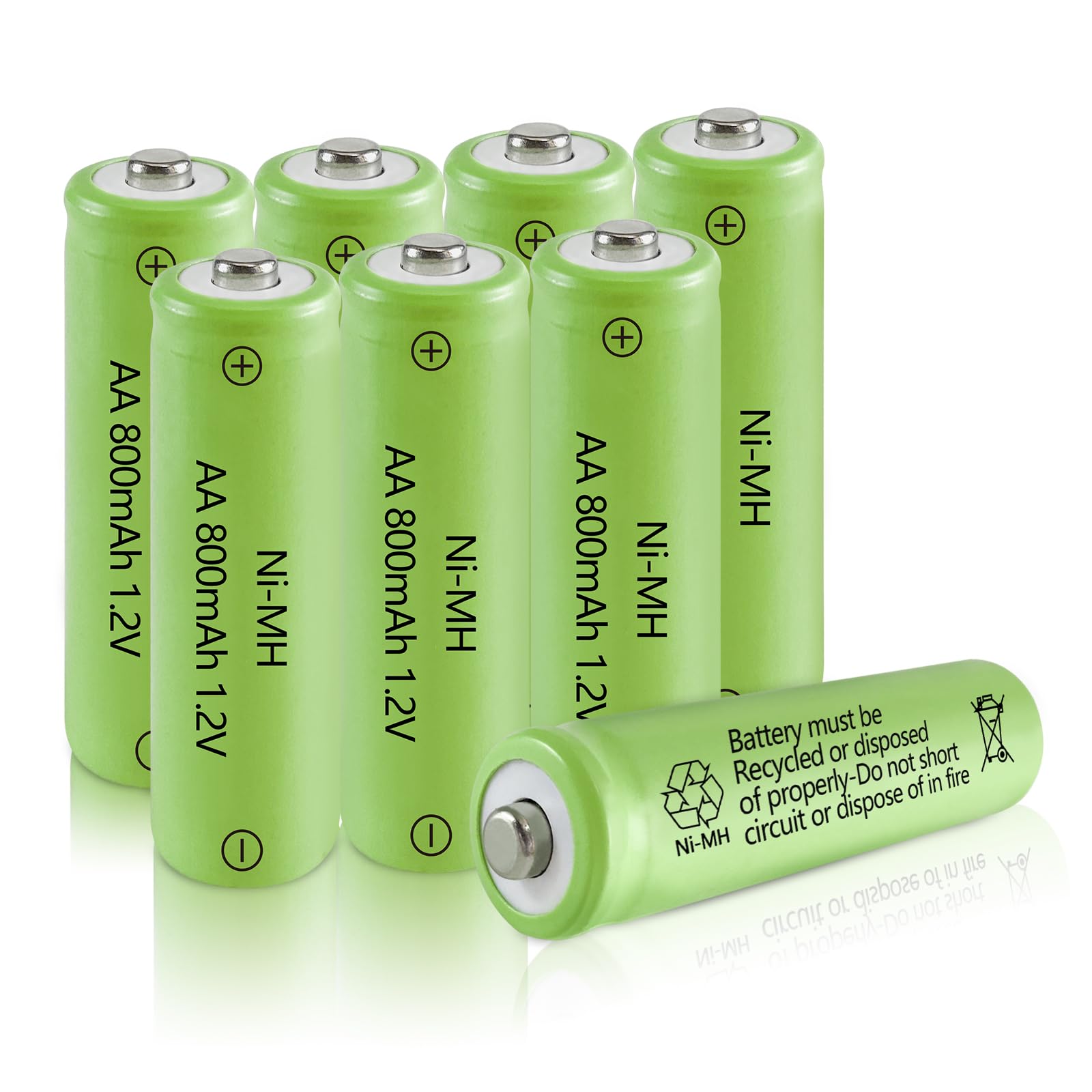 JINTION Lot de 8 piles AA rechargeables Ni-MH solaires 800 mAh