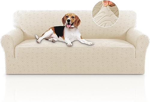 Miniatura 25 de PrinceDeco Funda elástica para sofá de 3 cojines, protector de muebles con parte inferior elástica antideslizante, apta para perros (sofá, azul Azul