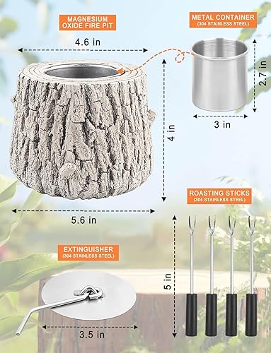 Miniatura 3 de Fogata de mesa  Mini chimenea de mesa, portátil, para tocones de árboles, sin humo y sin olor para interiores, exteriores, campamento, exterior,