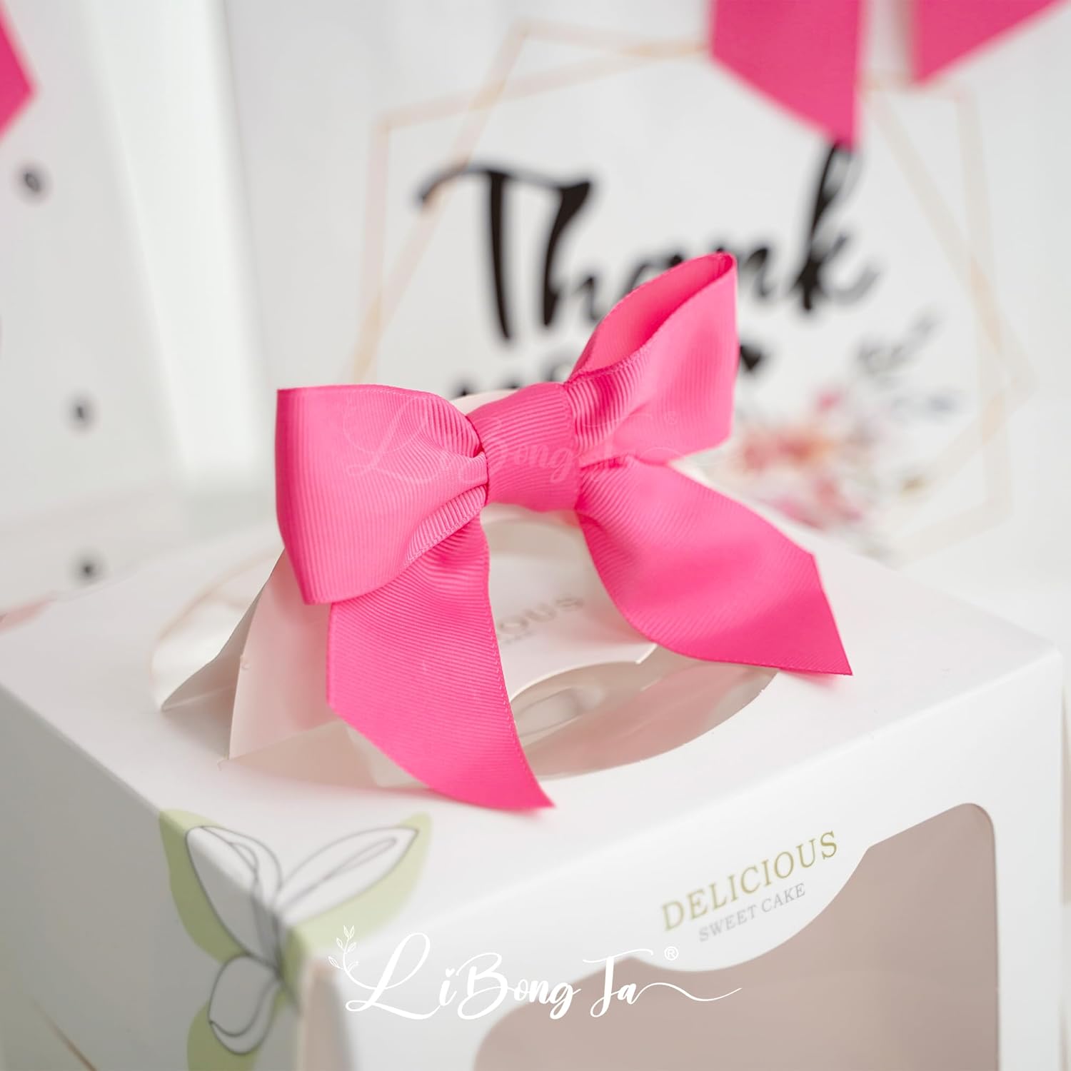 36 PCs 4.5 Inch Hot Pink Bow Grosgrain Ribbon Bows for Gift Wrapping, Gift Bows for Presents, Pink Bow Party Decorations, Twist Tie Bows for Baby Shower, Wedding, Easter, Birthday Party - Image 6