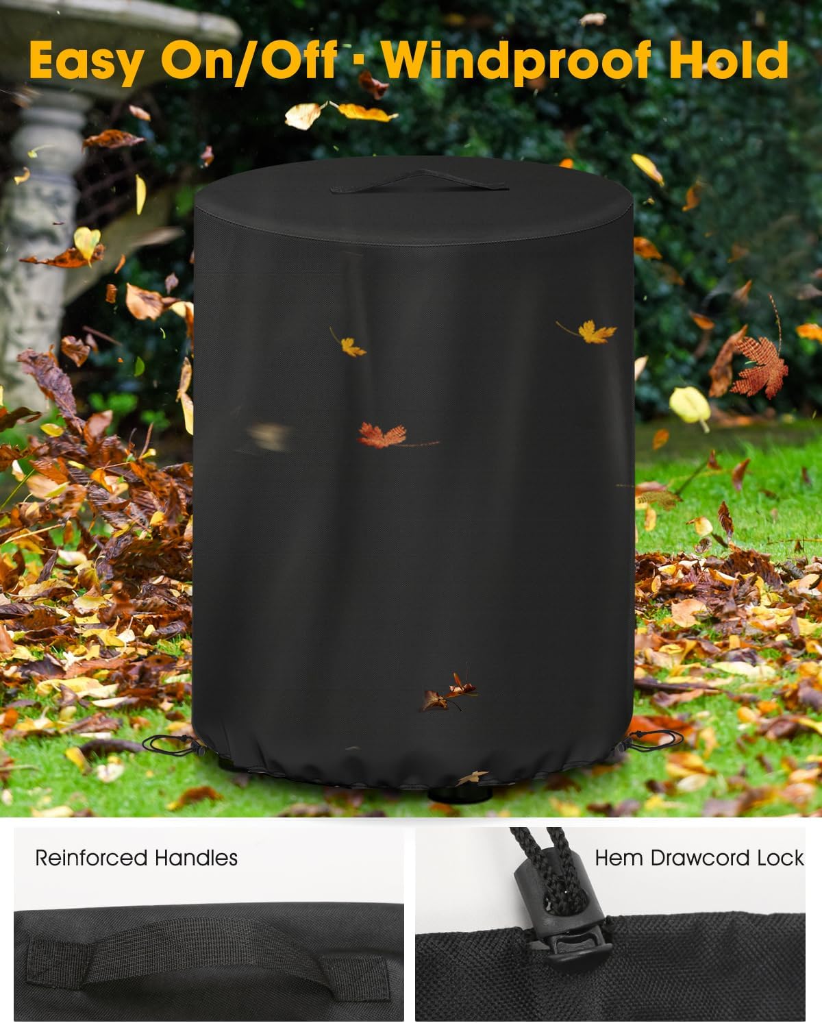 Cover for Ninja Fireside360 — 600D Oxford with PVC Backing — Critical Seam Taping, Water-Resistant Dust, Lift Handles, Dual Drawstring Hem — Fits for Fireside360 Fire Pit (Standard)