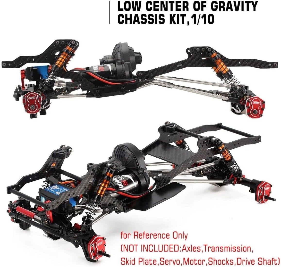 Powerhobby LCG Carbon Fiber Chassis Kit Frame for 1/10 Axial SCX10 & SCX10 II
