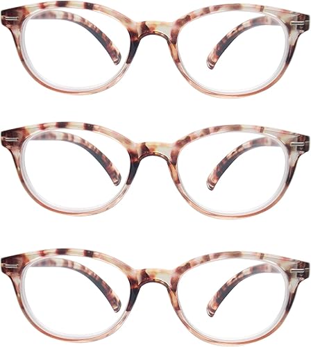 Miniatura 2 de OLOMEE Gafas de lectura para mujeres y hombres, lentes redondos pequeños de 2.5 para leer con bisagra de resorte cómoda, ligeras, paquete de 3