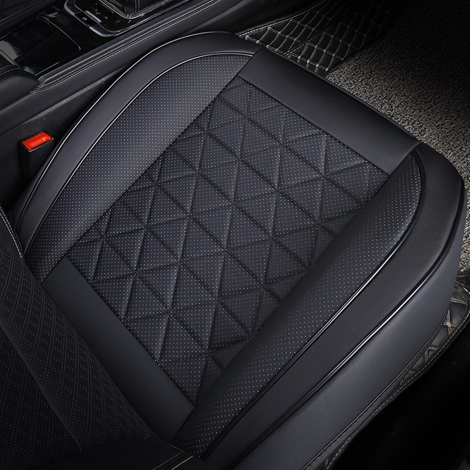 Housse de siège de voiture en cuir PU premium et finitions noires