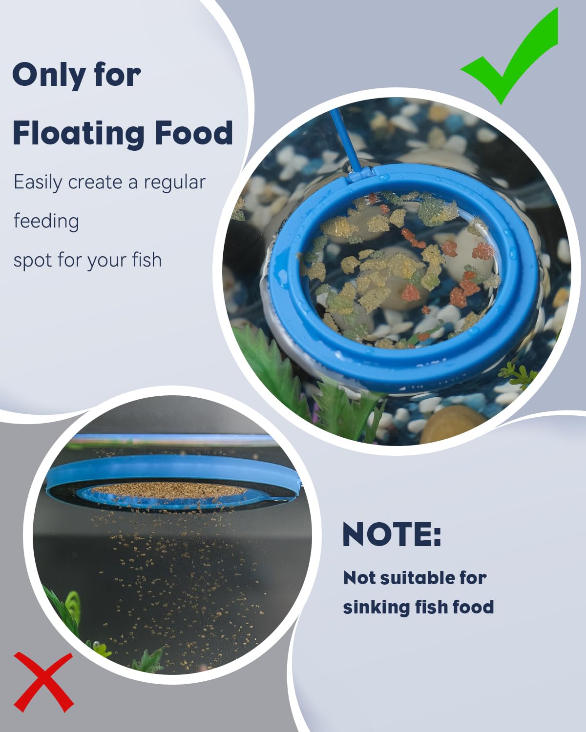Pawfly Anello di alimentazione per acquario con ventosa, piccolo anello galleggiante per pesci Betta Pesce rosso Guppy Tartaruga