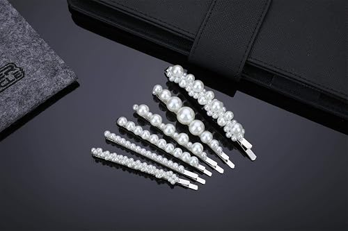 Pearl Hair Clips Barrettes Silver Wedding Decorative Bobby Pins Women Girls Bridal Her Valentines Mother’s Day Birthday Prom Party Daily Wear Hair Styling Accessories Xmas Gift 6pcs