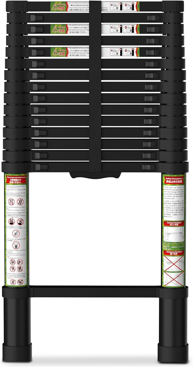 SPIEEK Telescoping Ladder for RV & Attic, 20.3FT Aluminum Extension Ladder with Dual Locking Mechanism, Max Load 330lbs, Compact Foldable Ladder for Roof, Home, Travel Trailer & Multi-Surface Use