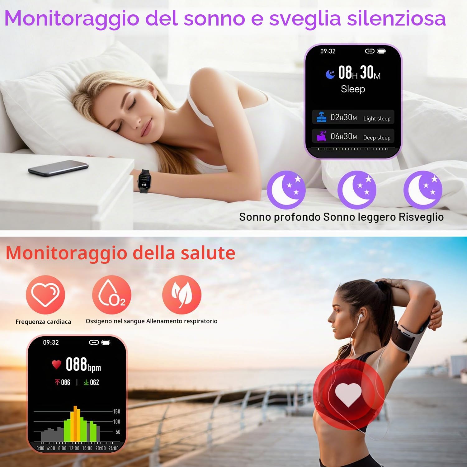 Smartwatch Uomo Donna Orologio Fitness: 1,85" Orologio Smartwatch Chiamate Bluetooth Impermeabile 112+ Modalità Sportive Monitoraggio Di Salute Smart Watch Per Android iOS Compatibile iphone Samsung