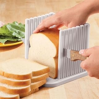 ORIONE Adjustable Foldable Bread Slicer Guide - 4 Thickness Levels for Perfect Homemade Toast, Loaf Slices (White, 6.3x5.9in)